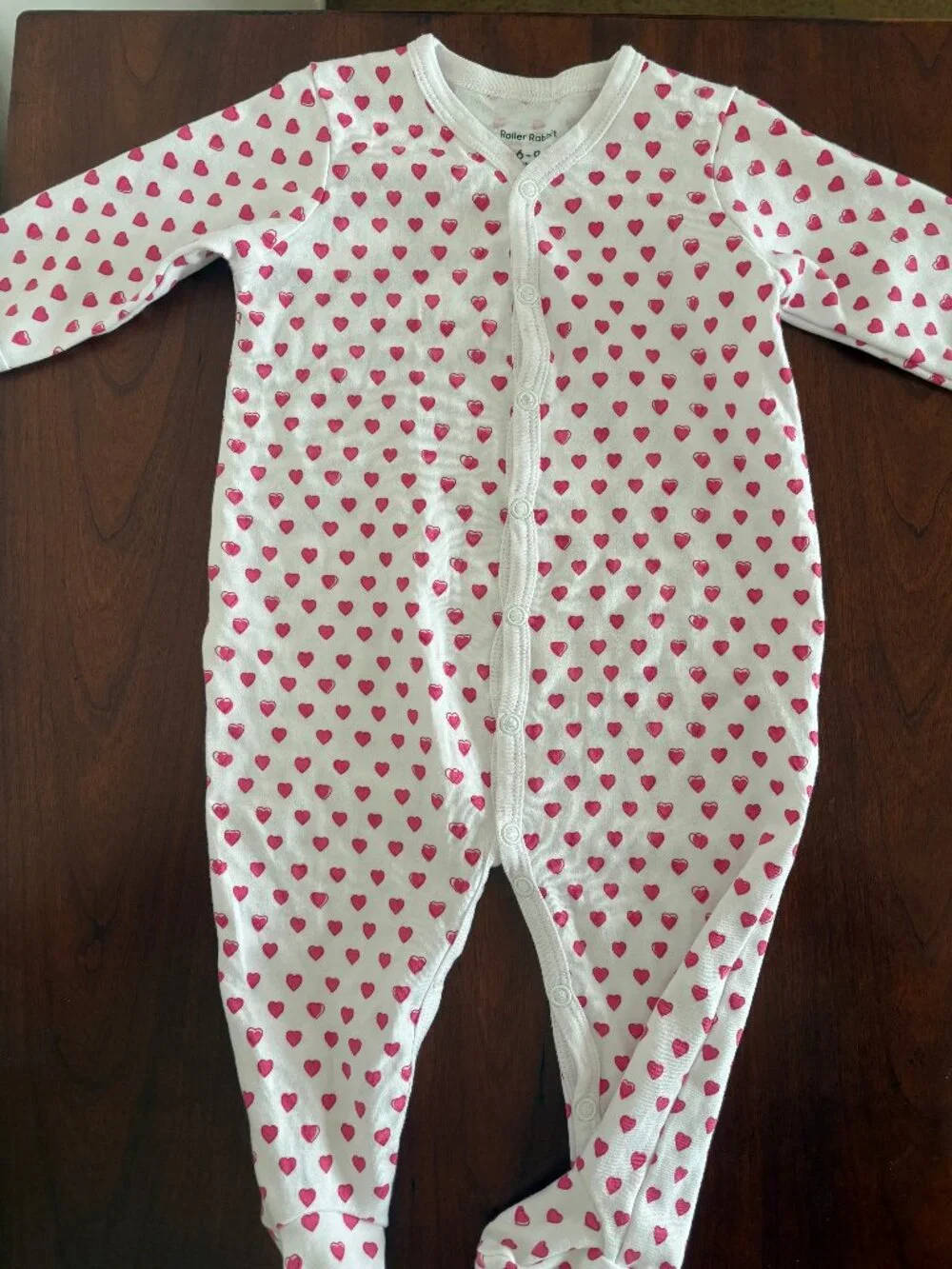 Roller Rabbit Pink Heart Footie Pajamas 6-9 months